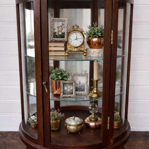 Antique Curved Glass Display Case - Etsy