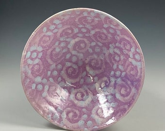 Glossy Purple, Pale Blue/White Abstract Printed-Pattern Bowl