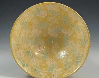 Gold With Green And Purple Printed-Pattern Bowl