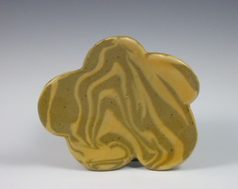 Glossy Orange Tan Marbled Soap Dish With Four Feet