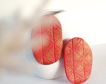 Red Polymer Clay Statement Earrings FARI | Bold, Ethnic and lightweight chunky earrings, Handmade Jewelry, Gift for Her