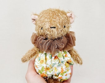 winnie - dress up mohair bear in spring puff pants and ruffle collar