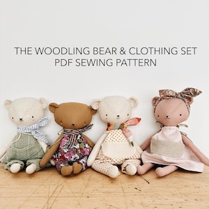 Woodling Bear Doll and Clothing Set PDF Sewing Pattern image 1