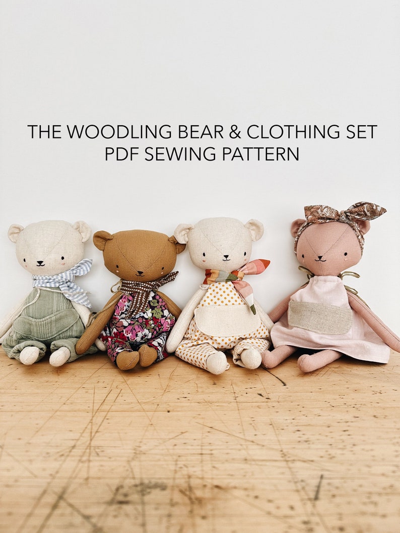 Woodling Bear Doll and Clothing Set PDF Sewing Pattern image 1