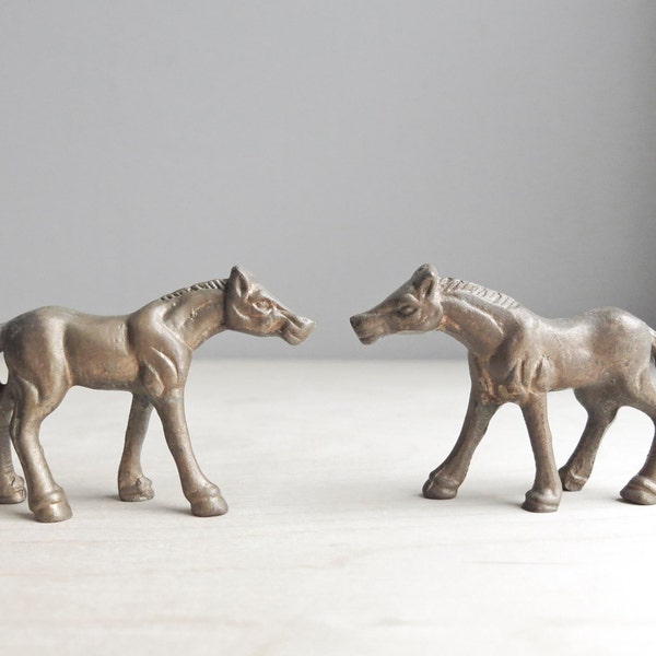 tiny brass horses / set of two