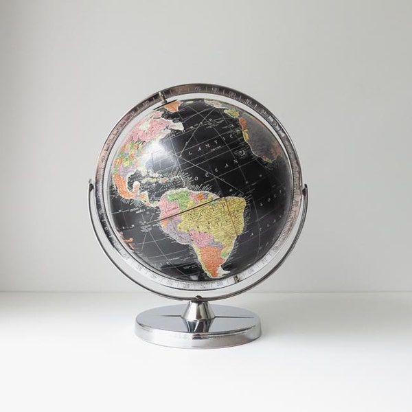 vintage mid century starlight globe with chrome base