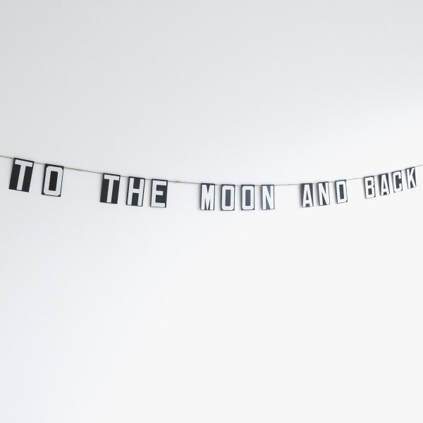 to the moon and back | vintage modern bunting | 3"