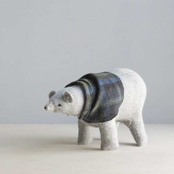 polar bear with a pendleton cape / soft sculpture animal