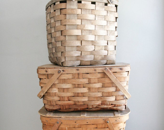 Vintage Picnic Basket Collection / Set of Three Etsy