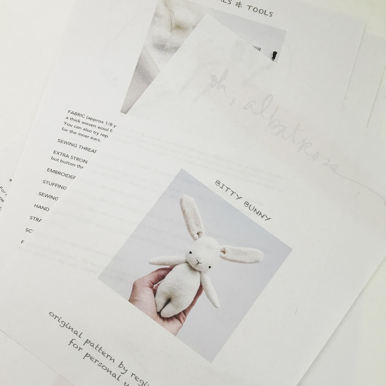sewing pattern bitty bunny soft toy pdf pattern digital download image 3
