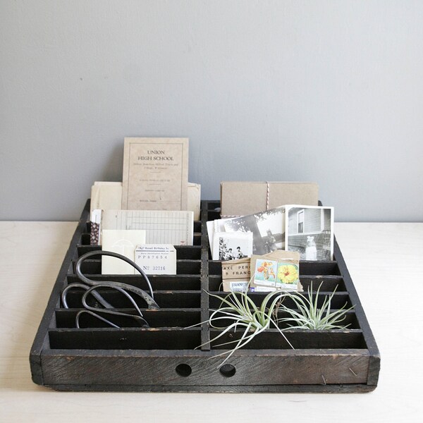 ON HOLD / vintage factory tray / divided bin
