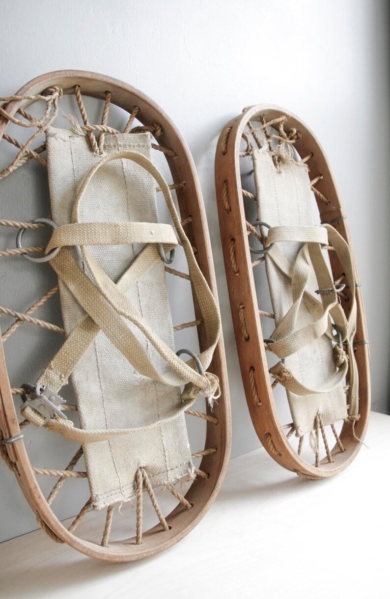 Vintage wood snowshoes Etsy