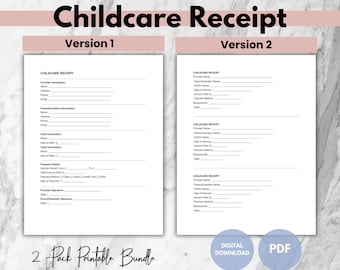Childcare Receipt Template: Daycare & Nanny Forms (Digital Download)