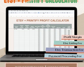 Calculadora de Lucro do Etsy Printify para Impressão Sob Demanda - Maximize seus ganhos, acompanhe taxas, custos e lucros.