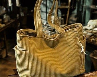 Corduroy schoudertas met ritssluiting