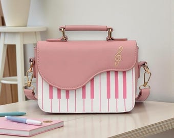 Leuke leren pianotas, casual damestas, modieuze crossbodytas, cadeau voor vriendin