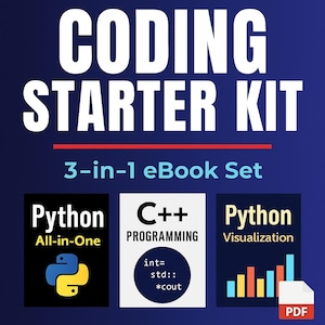 Coding Starter Kit PDF Bundle | Python, C++ & Data Visualization eBooks | Learn to Code 3-in-1