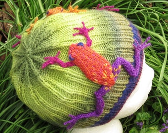 knitting pattern - Frogs in the Grass Beanie