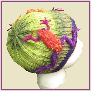 編み物パターン - 草むらの中のカエルのビーニー