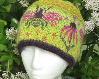 Bee and Honeycomb Picture Hats for Adults, Hand Knitted
