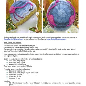 knitting pattern Flamingos by the Shore Beanie image 2