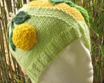 Creature Beanies, frog, leaves, citrus and chameleons, Assorted sizes, Hand Knitted