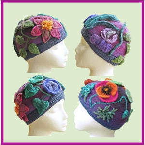 knitting pattern - Flamboyant Flowers Beanie
