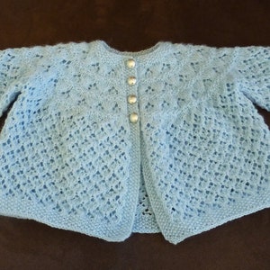 Hand Knit Lace Baby Jacket with Button Front
