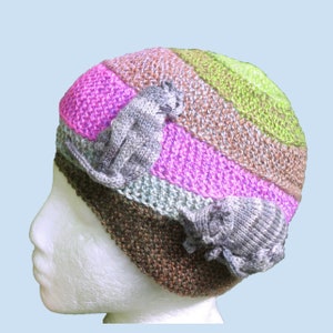 Knitting Pattern - Cats on a Roof Beanie