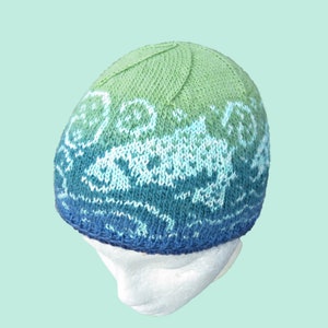 Knitting Pattern - Stranded Salmon Run Beanie