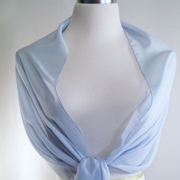 Ice Blue Chiffon Evening Wrap / Shawl – Custom Made Ice Blue Chiffon Evening Wrap / Shawl / Wedding Scarf – READ Item Details