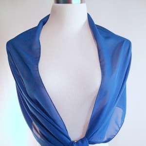 Royal Blue Chiffon Evening Wrap / Shawl – Custom Made Cobalt Blue Chiffon Evening Wrap / Shawl / Wedding Scarf – READ Item Details