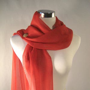 Red Chiffon Wedding Scarf / Evening Wrap – Custom Made Long Red Dressy Chiffon Scarf – READ Item Details