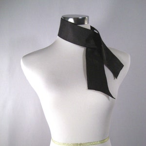 Ponytail Scarf - Headband - Necktie - Hatband - Shiny Black  - Silky Satin