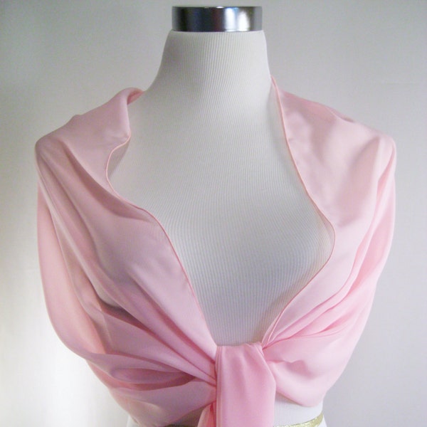 Light Pink Chiffon Evening Wrap / Shawl – Custom Made Light Pink Chiffon Evening Wrap / Shawl / Wedding Scarf – READ Item Details
