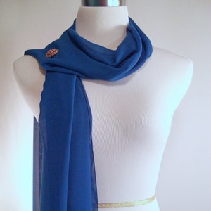 Royal Blue Chiffon Wedding Scarf / Evening Wrap – Custom Made Long Royal Blue Dressy Chiffon Scarf – READ Item Details