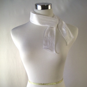 Ponytail Scarf - Headband - Necktie - Hatband - Snow White -  Silky Satin