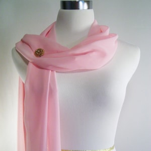 Light Pink Chiffon Wedding Scarf / Evening Wrap – Custom Made Long Light Pink Dressy Chiffon Scarf – READ Item Details