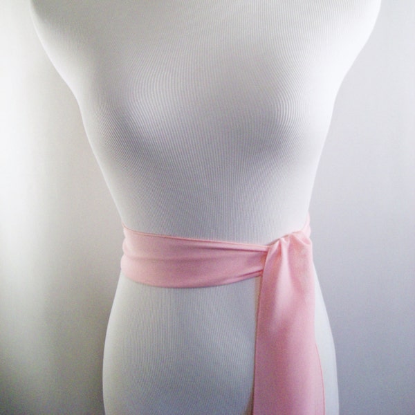 Light Pink Chiffon Sash / Belt / Tie – Double Thickness light Pink Chiffon – Custom Made / Multi Width / Multi Length – READ Item Details