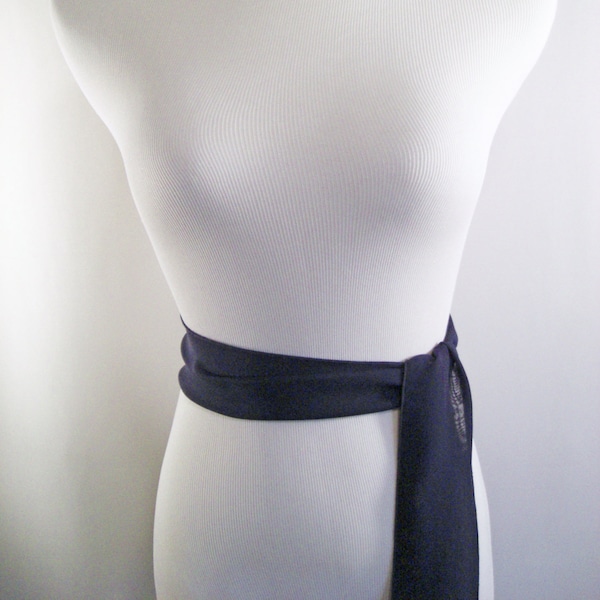 Navy Blue Chiffon Sash / Belt / Tie – Double Thickness Navy Blue Chiffon – Custom Made / Multi Width / Multi Length – READ Item Details