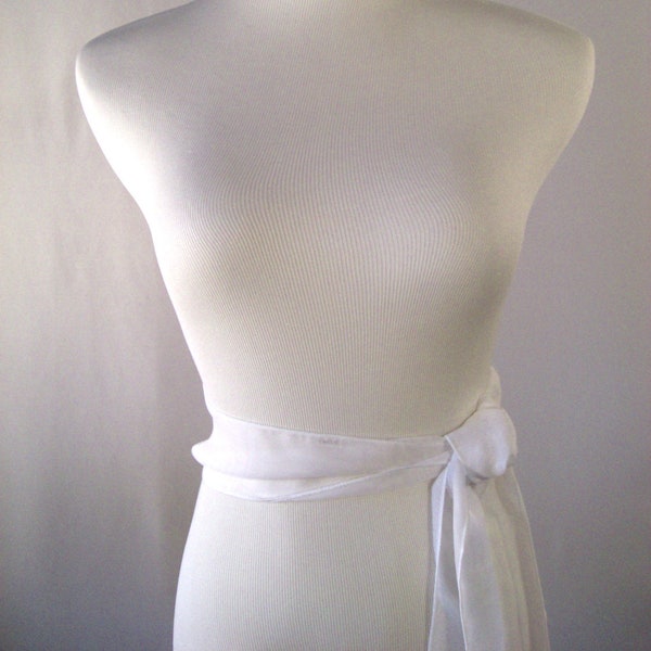 White Chiffon Sash / Belt / Tie – Double Thickness White Chiffon – Custom Made / Multi Width / Multi Length – READ Item Details