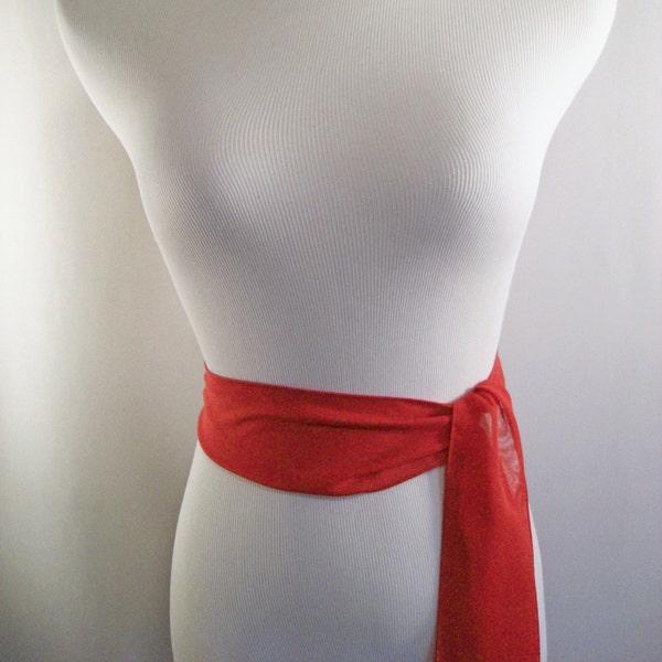 Red Chiffon Sash / Belt / Tie – Double Thickness Red Chiffon – Custom Made / Multi Width / Multi Length – READ Item Details