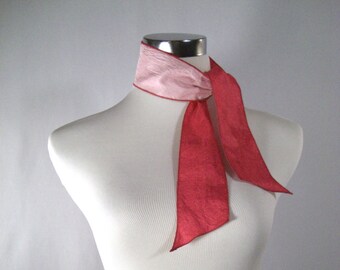 Two Toned Ponytail Scarf - Reversible Headband - Necktie - Custom Made to Order  - Pink Hot Pink Multicolor  - Silky Satin
