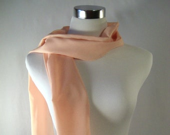 Long  Scarf  - Silky Satin Crepe Scarf - Peach Crepe Scarf - Light Orange Scarf - Dressy Scarf