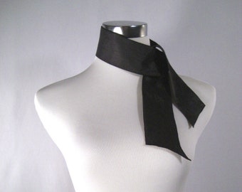 Ponytail Scarf - Headband - Necktie - Hatband - Shiny Black  - Silky Satin