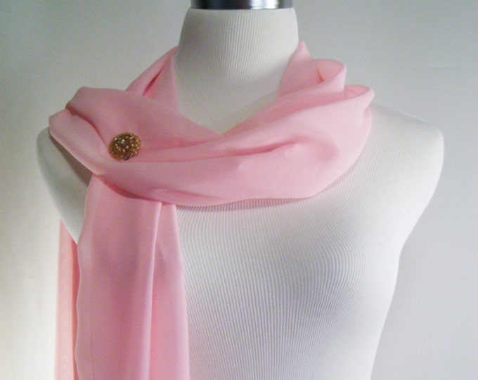 Pink Plaid Chiffon Square Scarf with Yellow + Green Accent