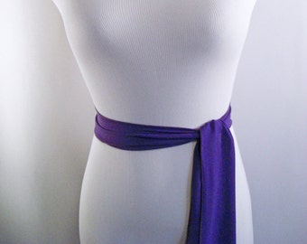 Royal Purple Chiffon Sash / Belt / Tie – Double Thickness Purple Chiffon – Custom Made / Multi Width / Multi Length – READ Item Details