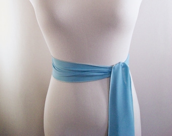 Sky Blue Chiffon Sash / Belt / Tie – Double Thickness Sky Blue Chiffon – Custom Made / Multi Width / Multi Length – READ Item Details