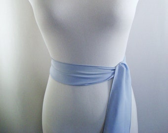 Ice Blue Chiffon Sash / Belt / Tie – Double Thickness Ice Blue Chiffon – Custom Made / Multi Width / Multi Length – READ Item Details