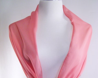 Coral Pink Chiffon Evening Wrap / Shawl – Custom Made Coral Pink Chiffon Evening Wrap / Shawl / Wedding Scarf – READ Item Details